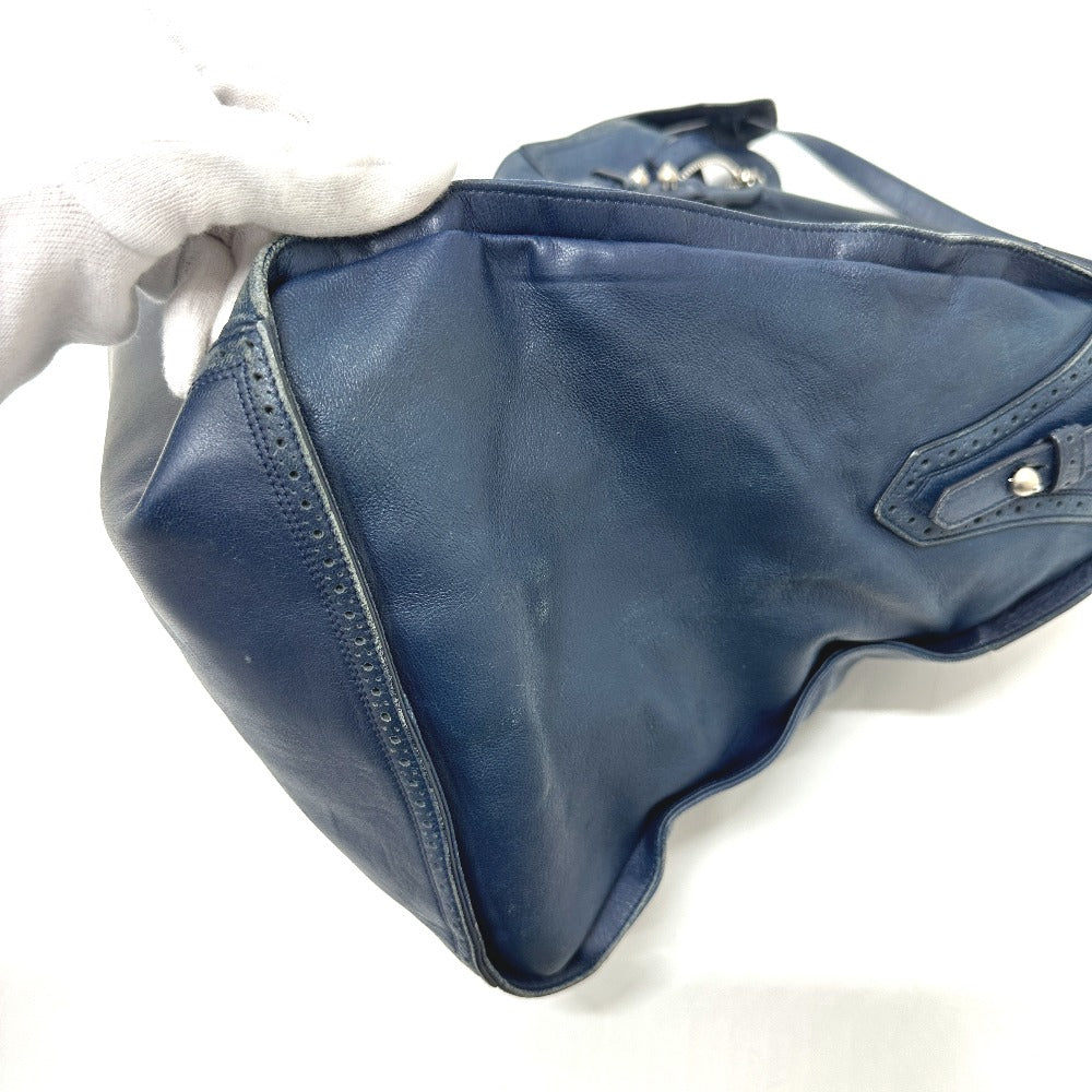 Balenciaga 266434 Liberty Paper 2way Bag Crossbody bahu Tote Bag Kulit Wanita Biru