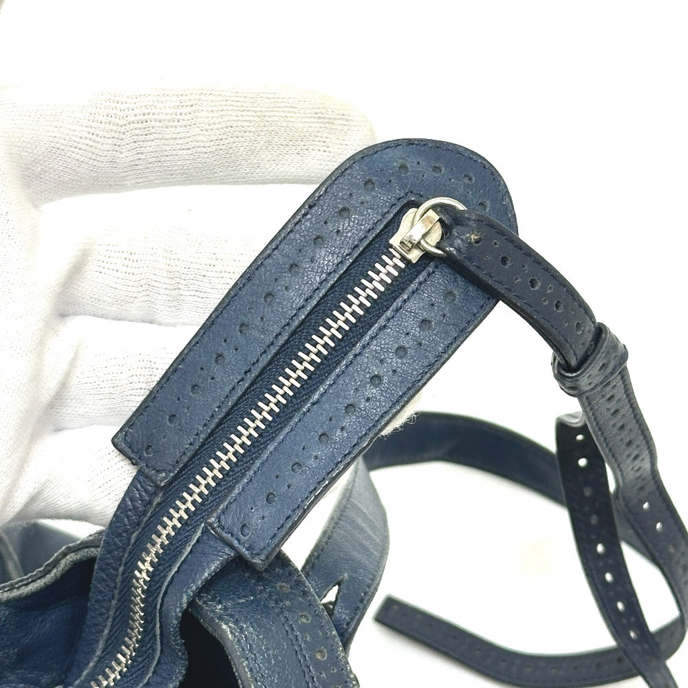 Balenciaga 266434 Liberty Paper 2way Bag Crossbody bahu Tote Bag Kulit Wanita Biru