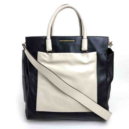 MARC BY MARC JACOBS two-tone tote bag, handbag, shoulder bag, crossbody bag, leather, women's, black