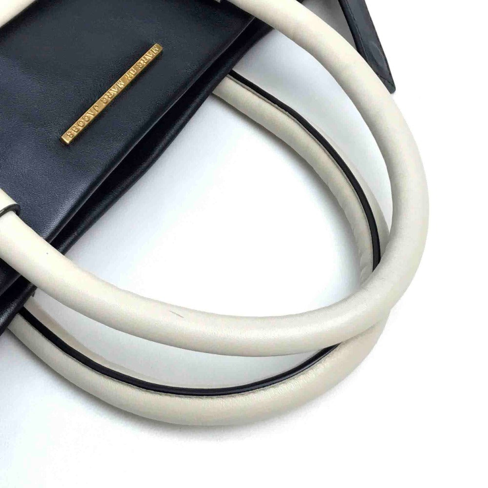 MARC BY MARC JACOBS two-tone tote bag, handbag, shoulder bag, crossbody bag, leather, women's, black