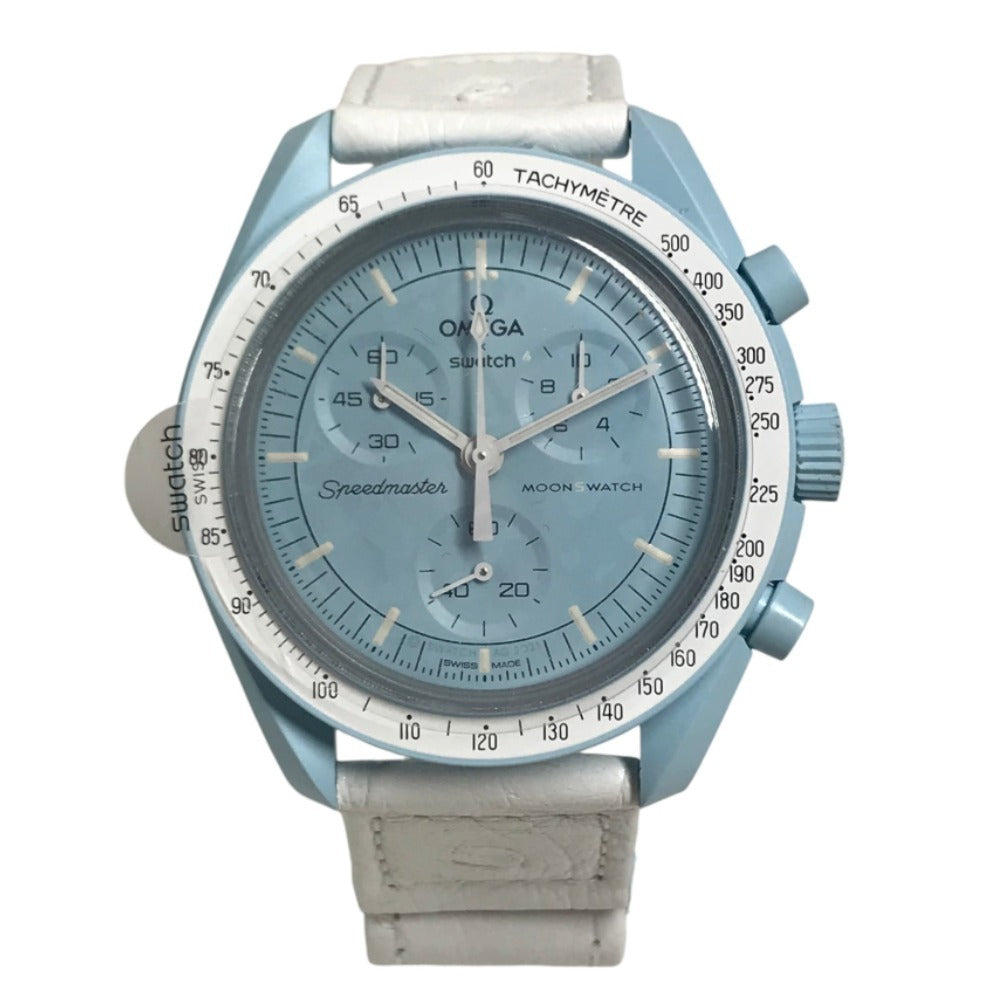 Swatch SO33L100C Omega Collaboration OMEGA mission to uranus Men's watch Wristwatch Pastel blue blue Used