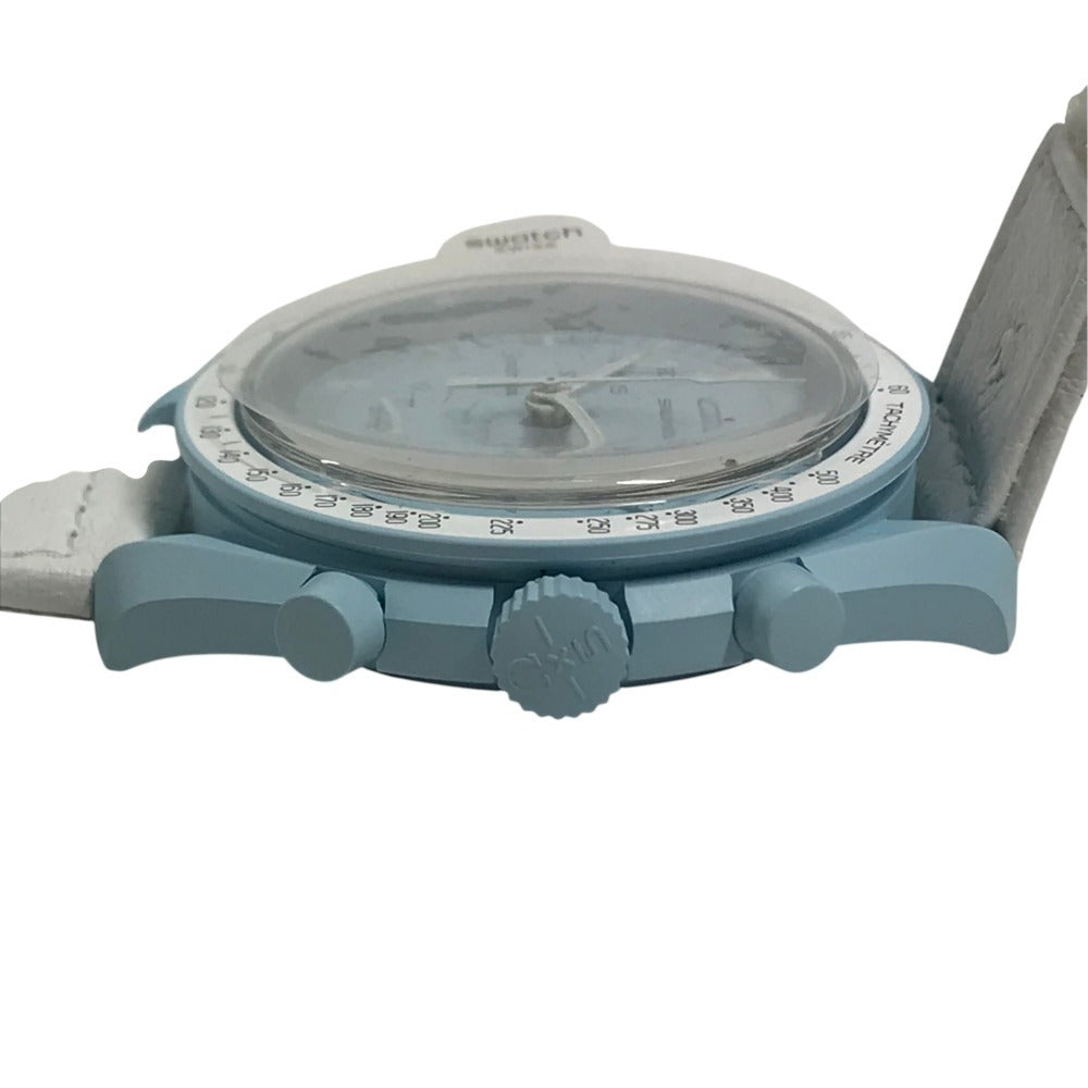 Swatch SO33L100C Omega Collaboration OMEGA mission to uranus Men's watch Wristwatch Pastel blue blue Used