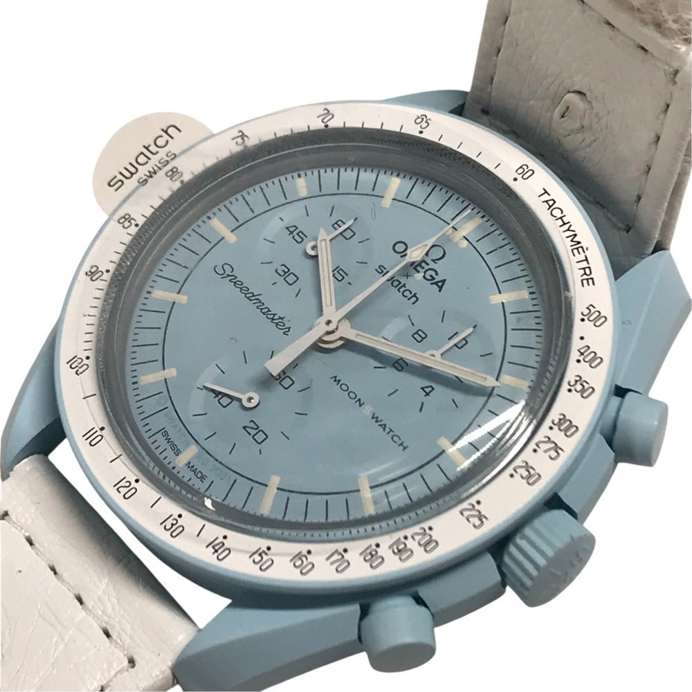 Swatch SO33L100C Omega Collaboration OMEGA mission to uranus Men's watch Wristwatch Pastel blue blue Used