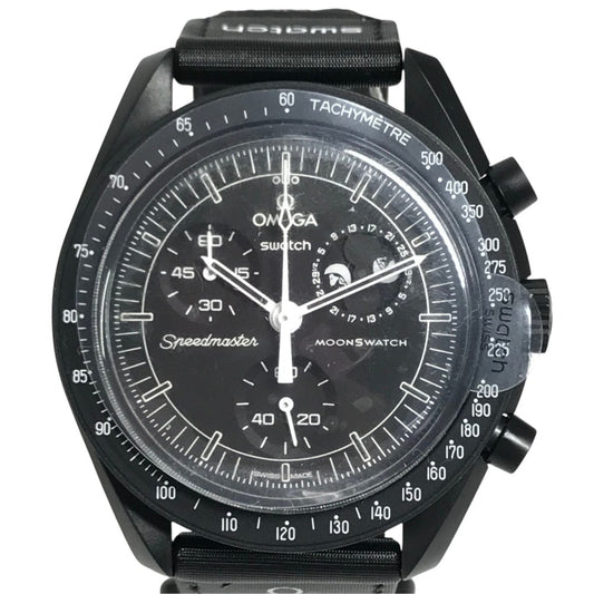 Swatch SO33B700 Omega Collaboration OMEGA Mission to the Moon: Snoopy Men's watch Wristwatch Black Used