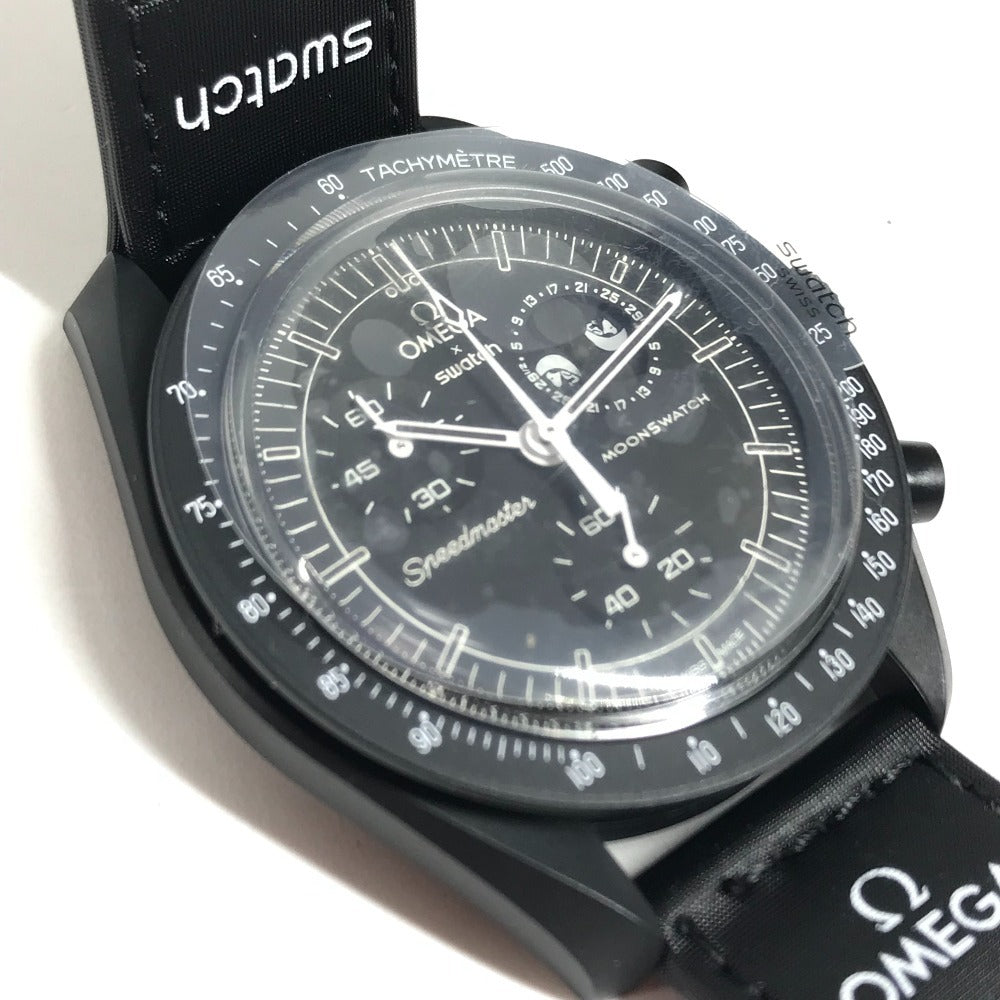 Swatch SO33B700 Omega Collaboration OMEGA Mission to the Moon: Snoopy Men's watch Wristwatch Black Used