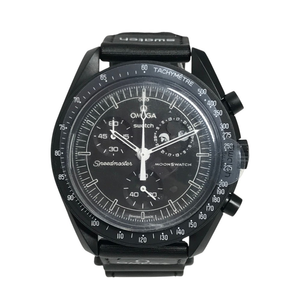 Swatch SO33B700 Omega Collaboration OMEGA Mission to the Moon: Snoopy Men's watch Wristwatch Black Used