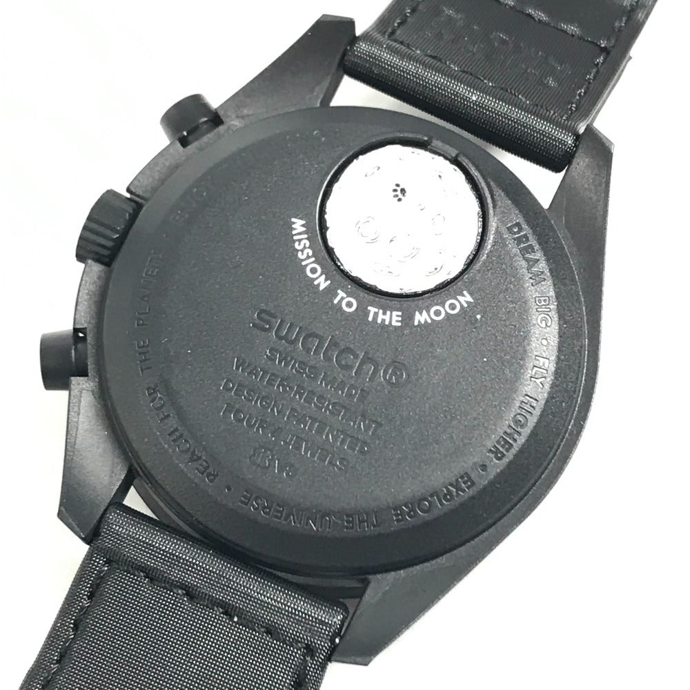 Swatch SO33B700 Omega Collaboration OMEGA Mission to the Moon: Snoopy Men's watch Wristwatch Black Used