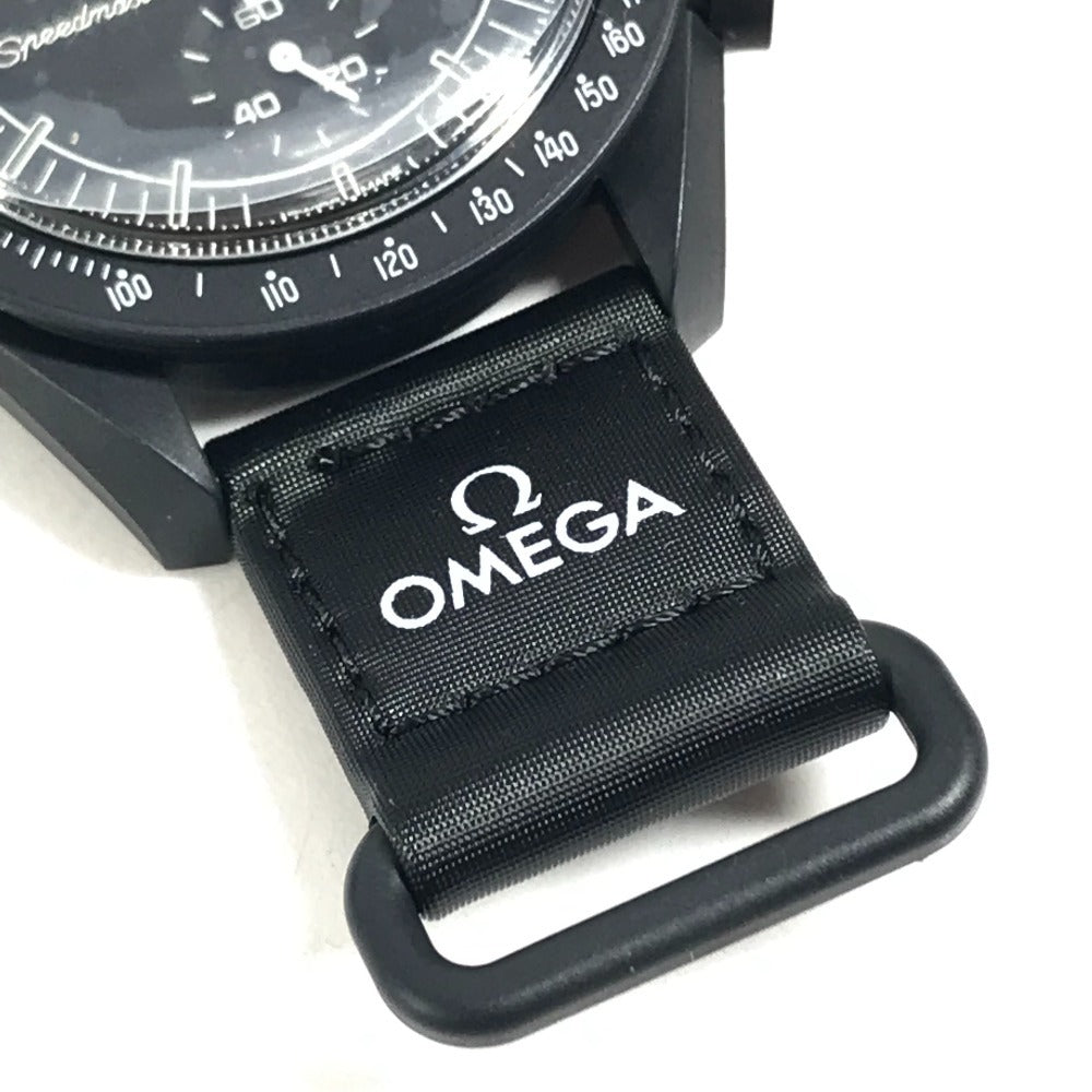 Swatch SO33B700 Omega Collaboration OMEGA Mission to the Moon: Snoopy Men's watch Wristwatch Black Used