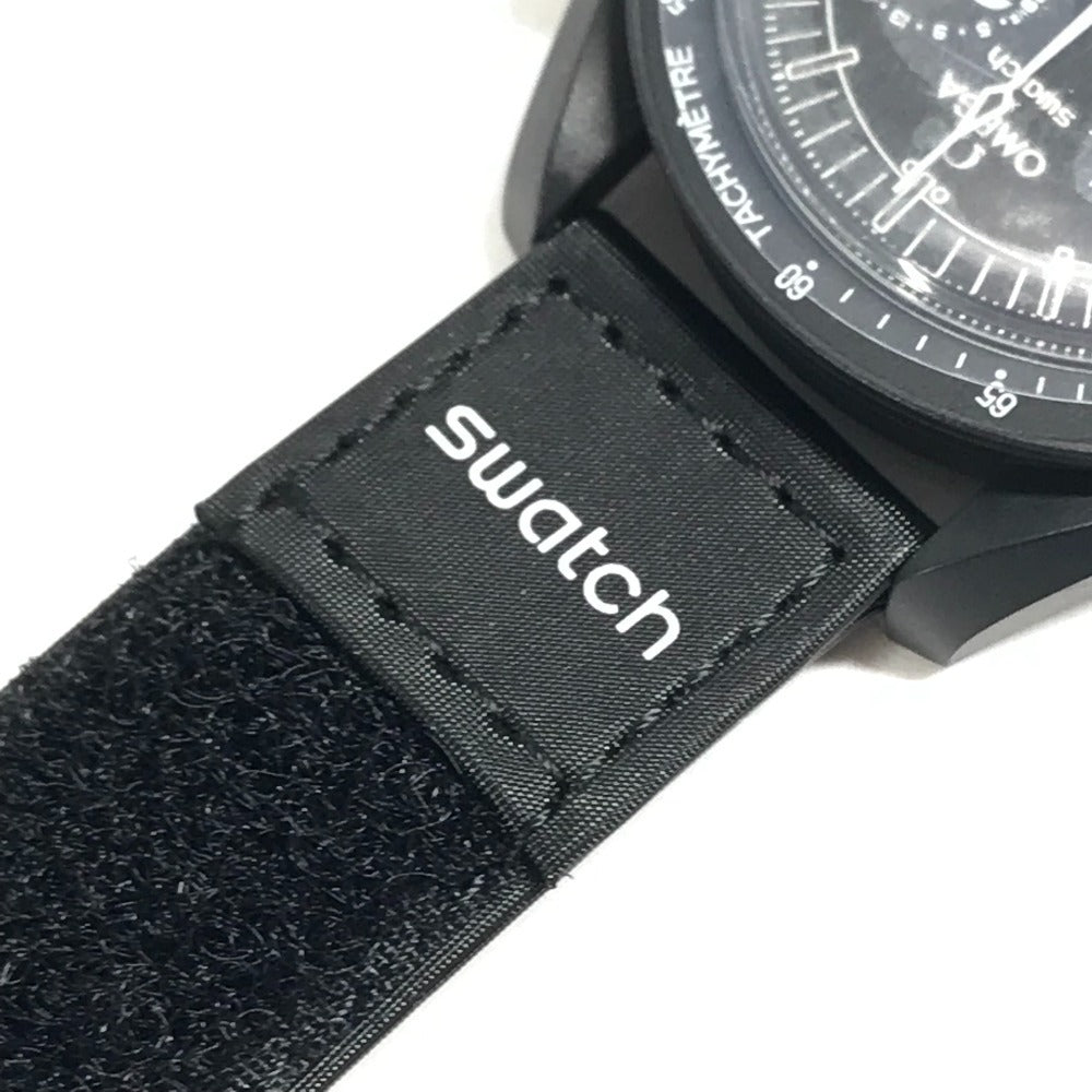 Swatch SO33B700 Omega Collaboration OMEGA Mission to the Moon: Snoopy Men's watch Wristwatch Black Used
