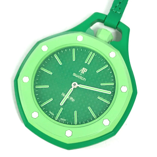 Swatch SSX03G100N Audemars Piguet Swatch x Audemars Piguet Royal Pop Pocket Watch Hand Winding Clock Charm Pocket watch ceramic / Leather Green Eight Green Used