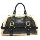 LOUIS VUITTON M95574 Monogram Shearling Storm Boston Bag/Handbag in Patent Leather, Unisex, Maroon Brown