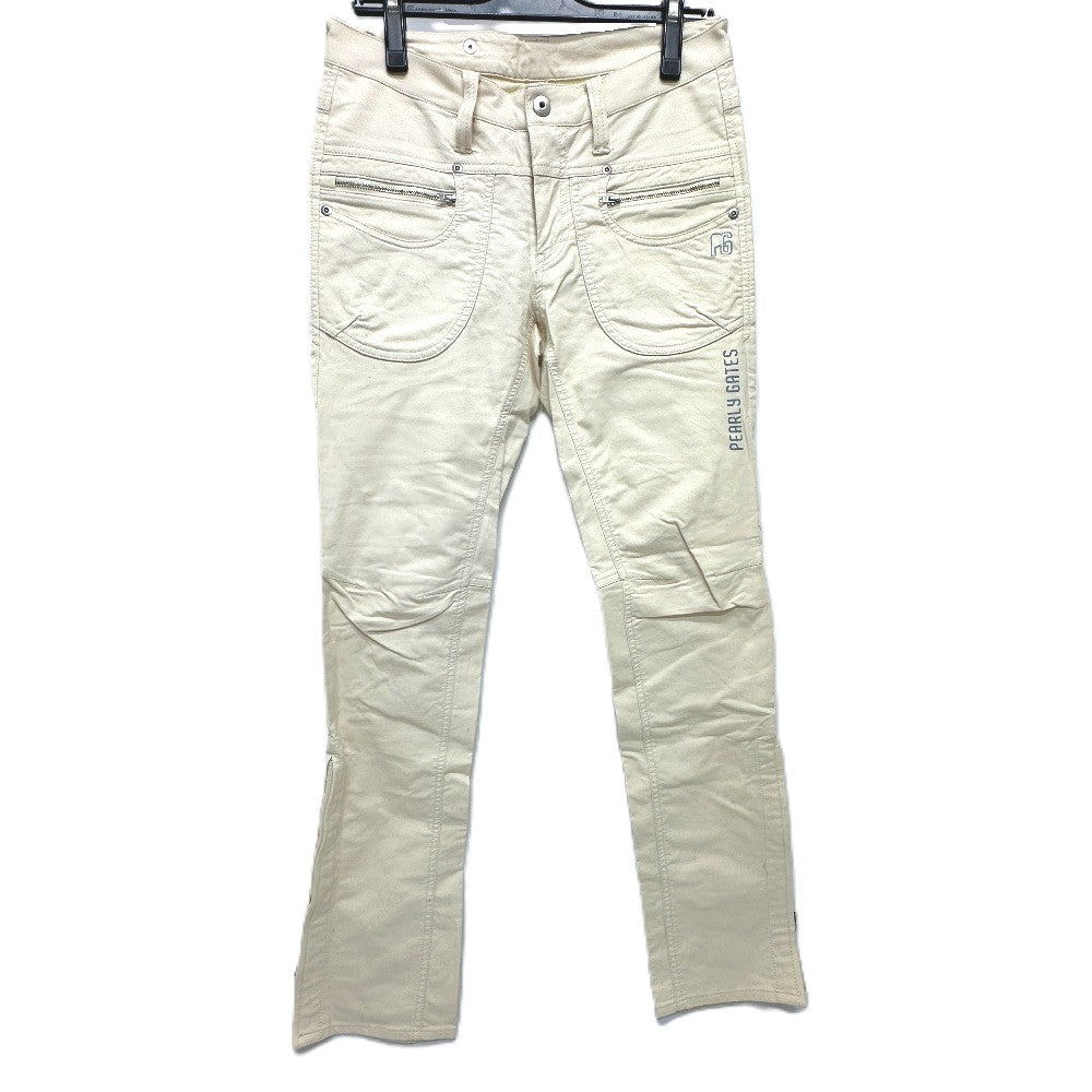 PEARLY GATES Logo embroidery Apparel, Golf Wear, Stretch Pants cotton Cream White White Used