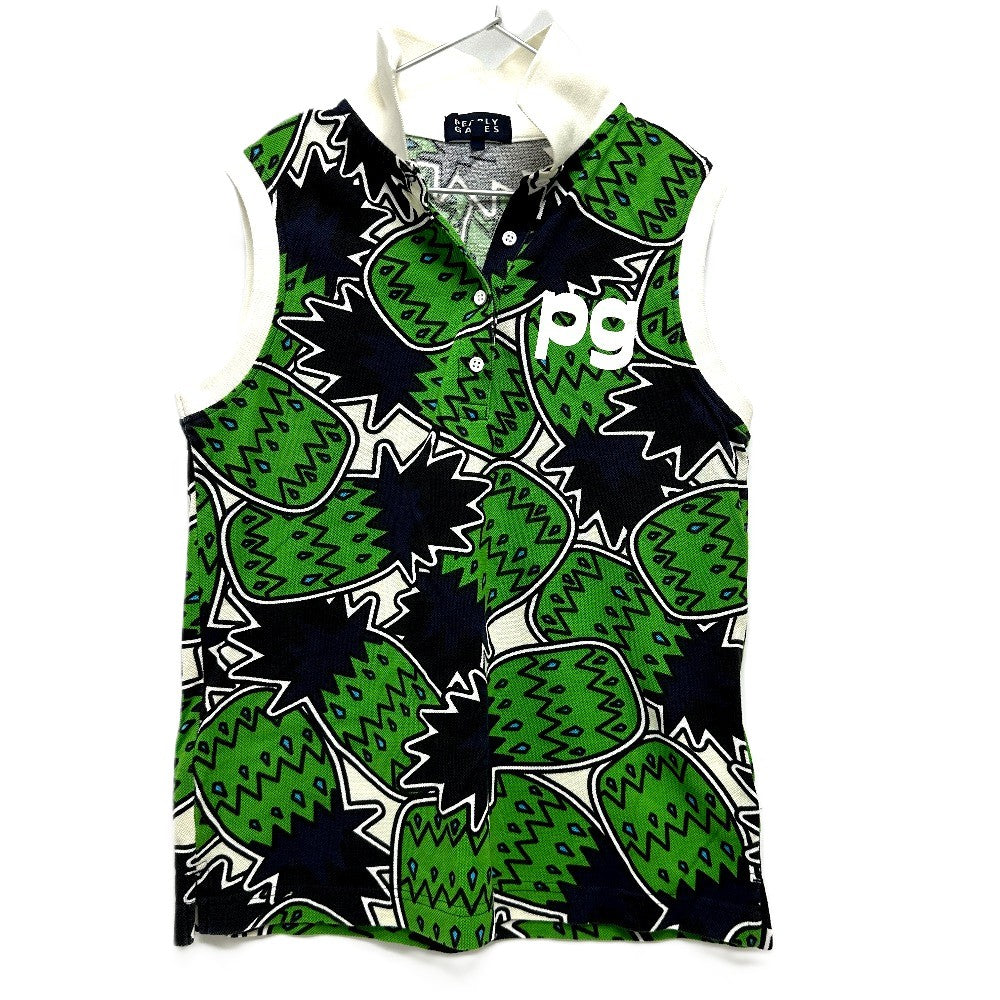 PEARLY GATES Botanical pattern Apparel, golf wear, polo shirt, shorts setup cotton Green Used