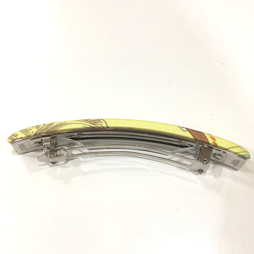 HERMES Hair Accessory, All-Over Print, Silk Barrette, Women's, Yellow