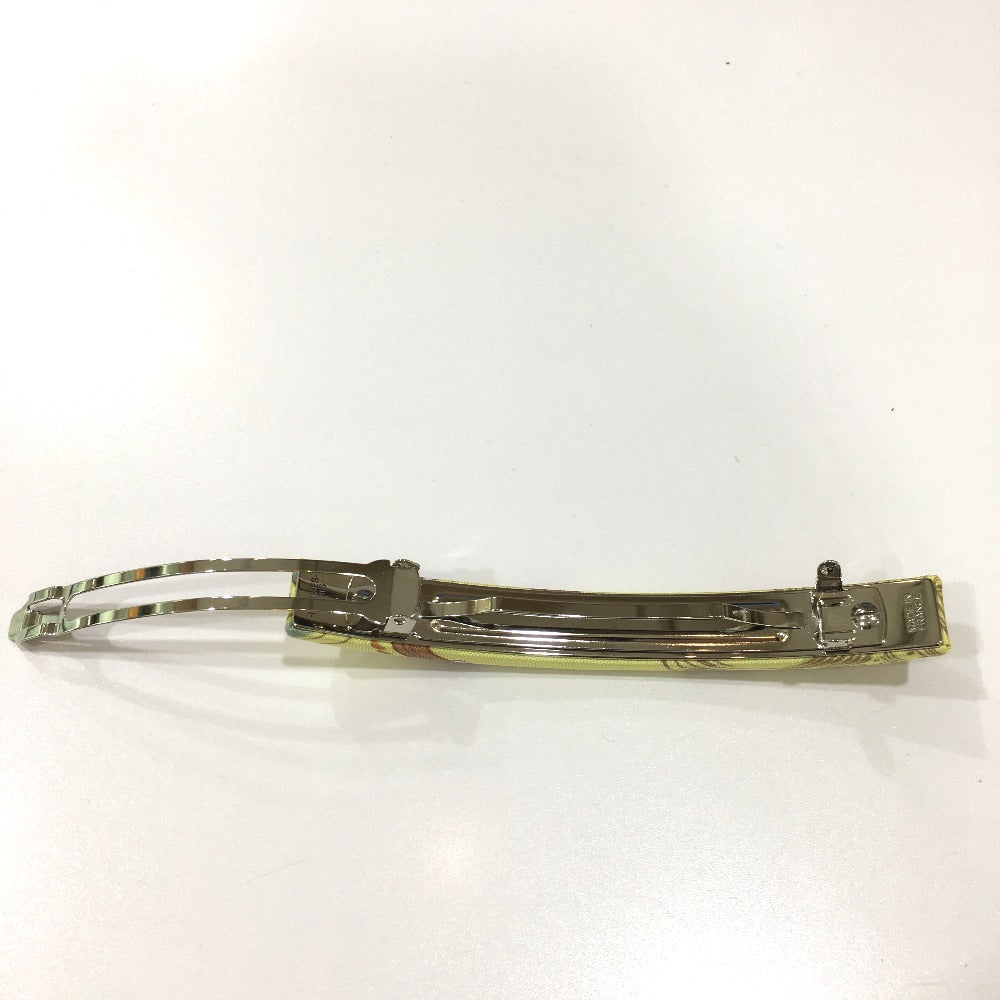 HERMES Hair Accessory, All-Over Print, Silk Barrette, Women's, Yellow