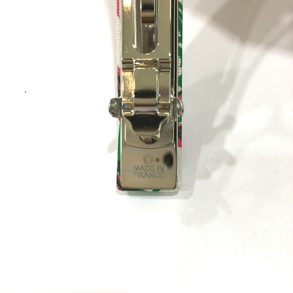 HERMES Hair Accessory, All-Over Print, Silk Barrette, Women's, White