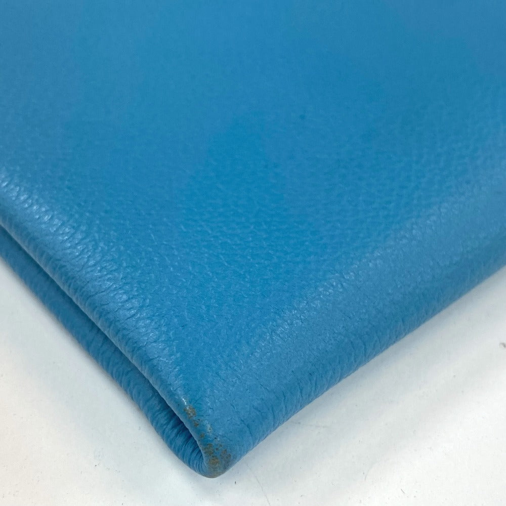 HERMES Flat Atou PM Cosmetic Pouch, Leather, Women's, Blue Noir (Estimated), Blue
