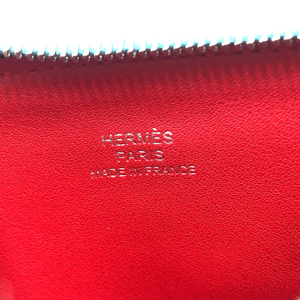 HERMES Flat Atou PM Cosmetic Pouch, Leather, Women's, Blue Noir (Estimated), Blue