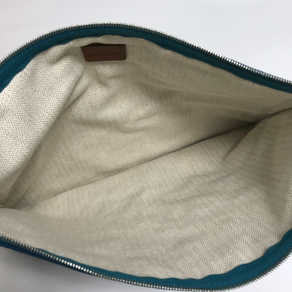 HERMES Bicycle Stud Velocipedi Stud Flat Pouch GM Canvas Unisex Blue