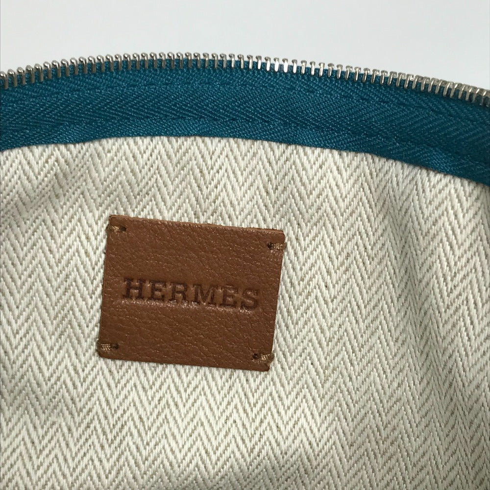 HERMES Bicycle Stud Velocipedi Stud Flat Pouch GM Canvas Unisex Blue