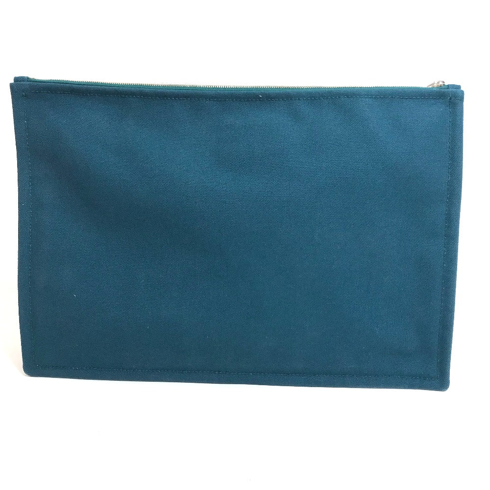 HERMES Bicycle Stud Velocipedi Stud Flat Pouch GM Canvas Unisex Blue