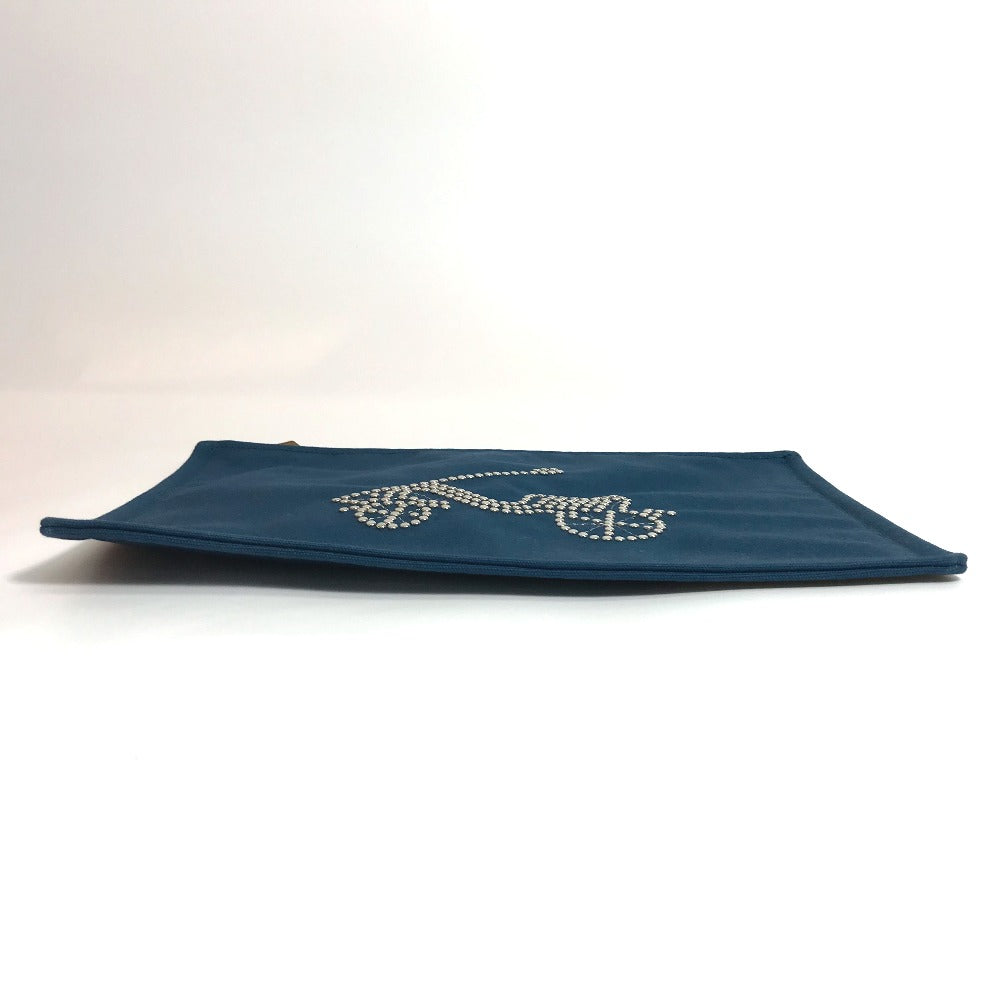 HERMES Bicycle Stud Velocipedi Stud Flat Pouch GM Canvas Unisex Blue