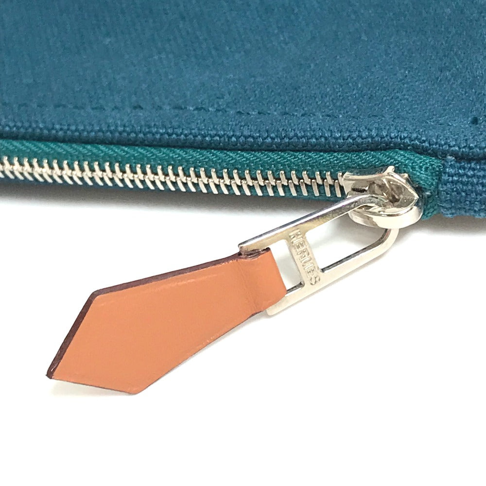 HERMES Bicycle Stud Velocipedi Stud Flat Pouch GM Canvas Unisex Blue