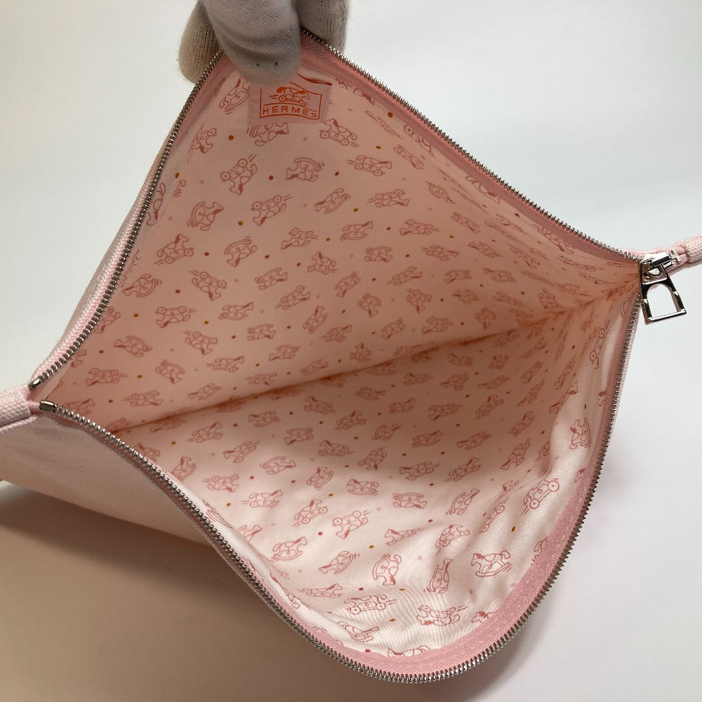 HERMES ベビー アダダドットGM 小物入れ フラットポーチ マルチポーチ ポーチ コットン レディース ピンク