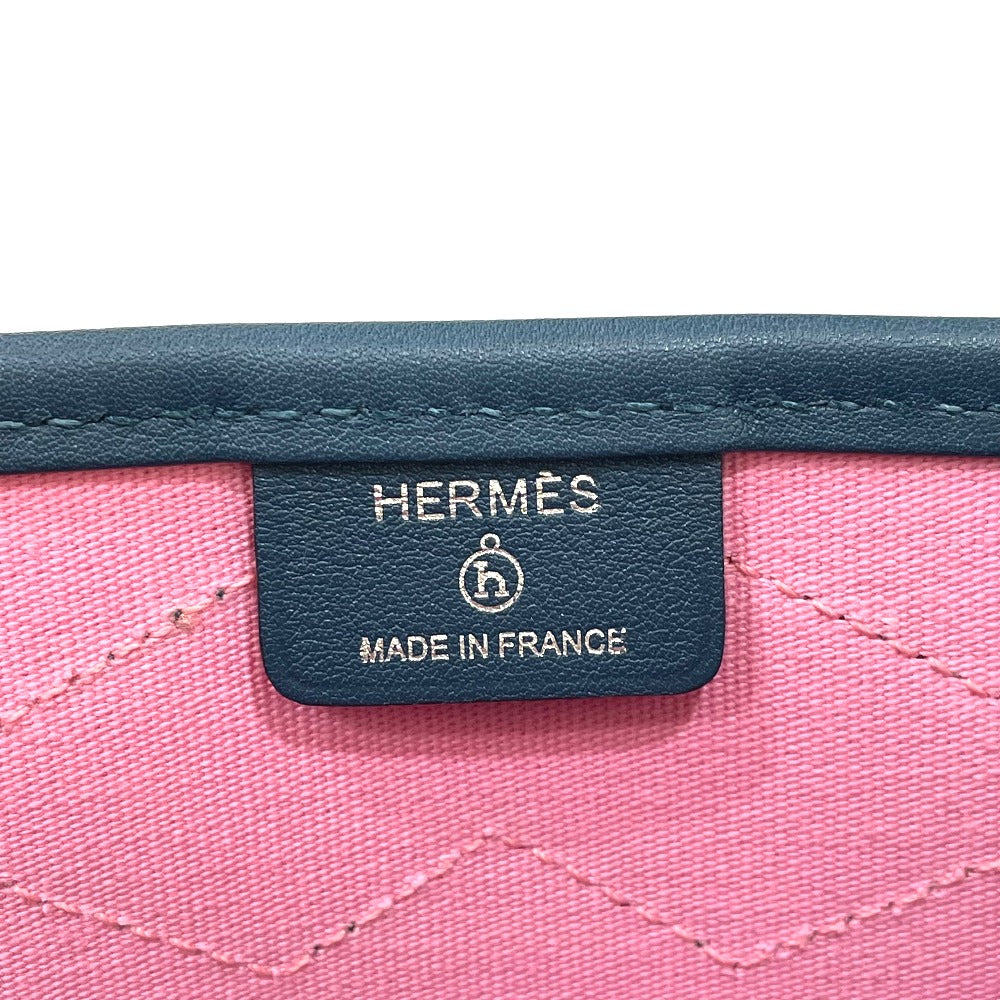 HERMES Petit H Dreamcatcher Shoulder Tote Bag in Leather/Canvas, Navy and Pink