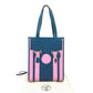 HERMES Petit H Dreamcatcher Shoulder Tote Bag in Leather/Canvas, Navy and Pink