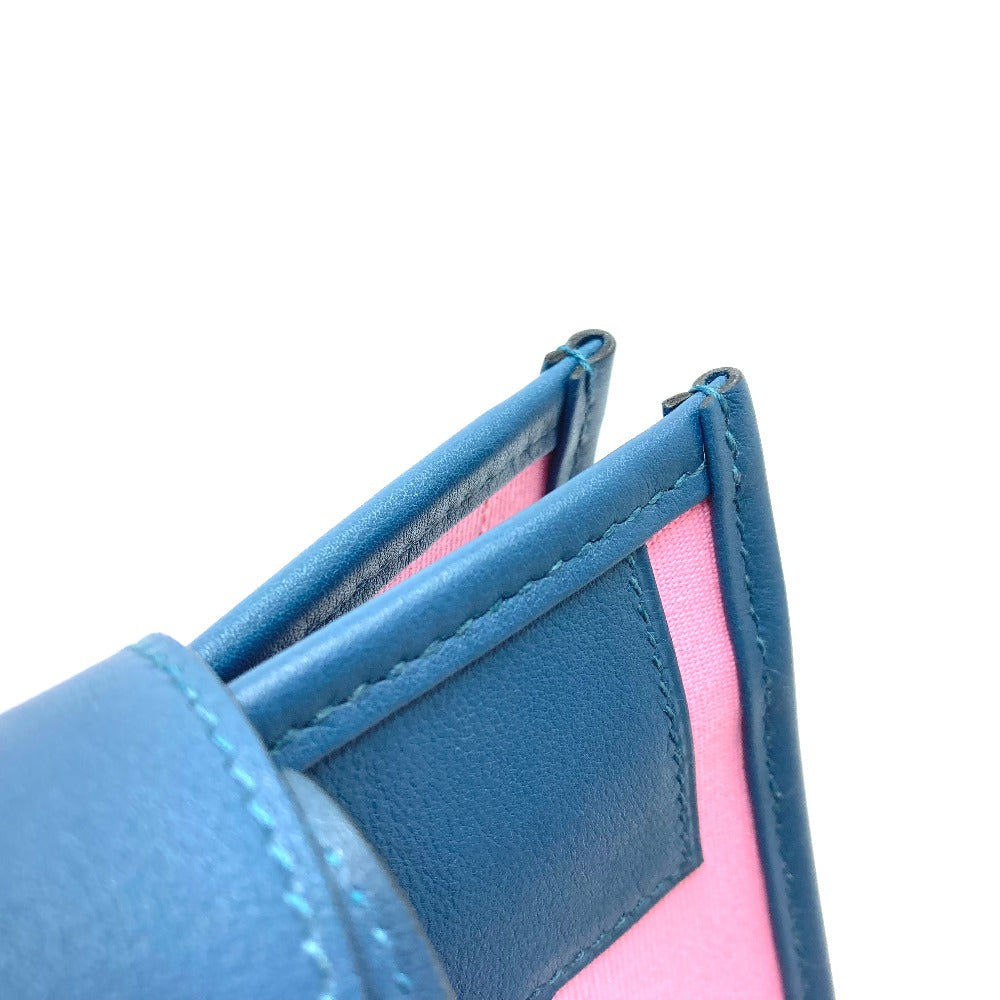 HERMES Petit H Dreamcatcher Shoulder Tote Bag in Leather/Canvas, Navy and Pink