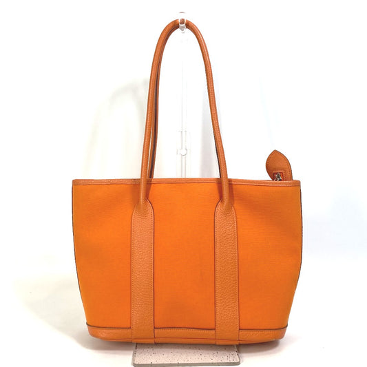 HERMES Garden Zip PM Shoulder Bag, Toile Officier Tote Bag, Women's, Orange