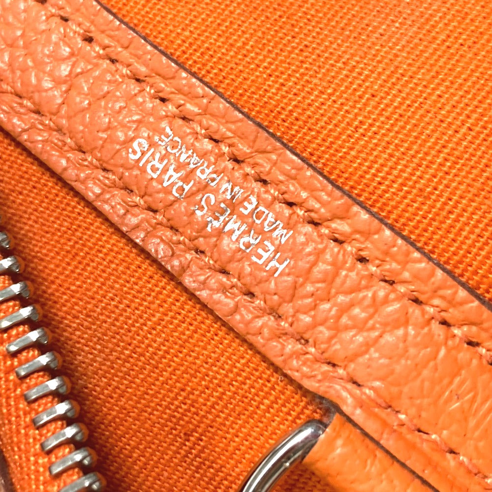 HERMES Garden Zip PM Shoulder Bag, Toile Officier Tote Bag, Women's, Orange