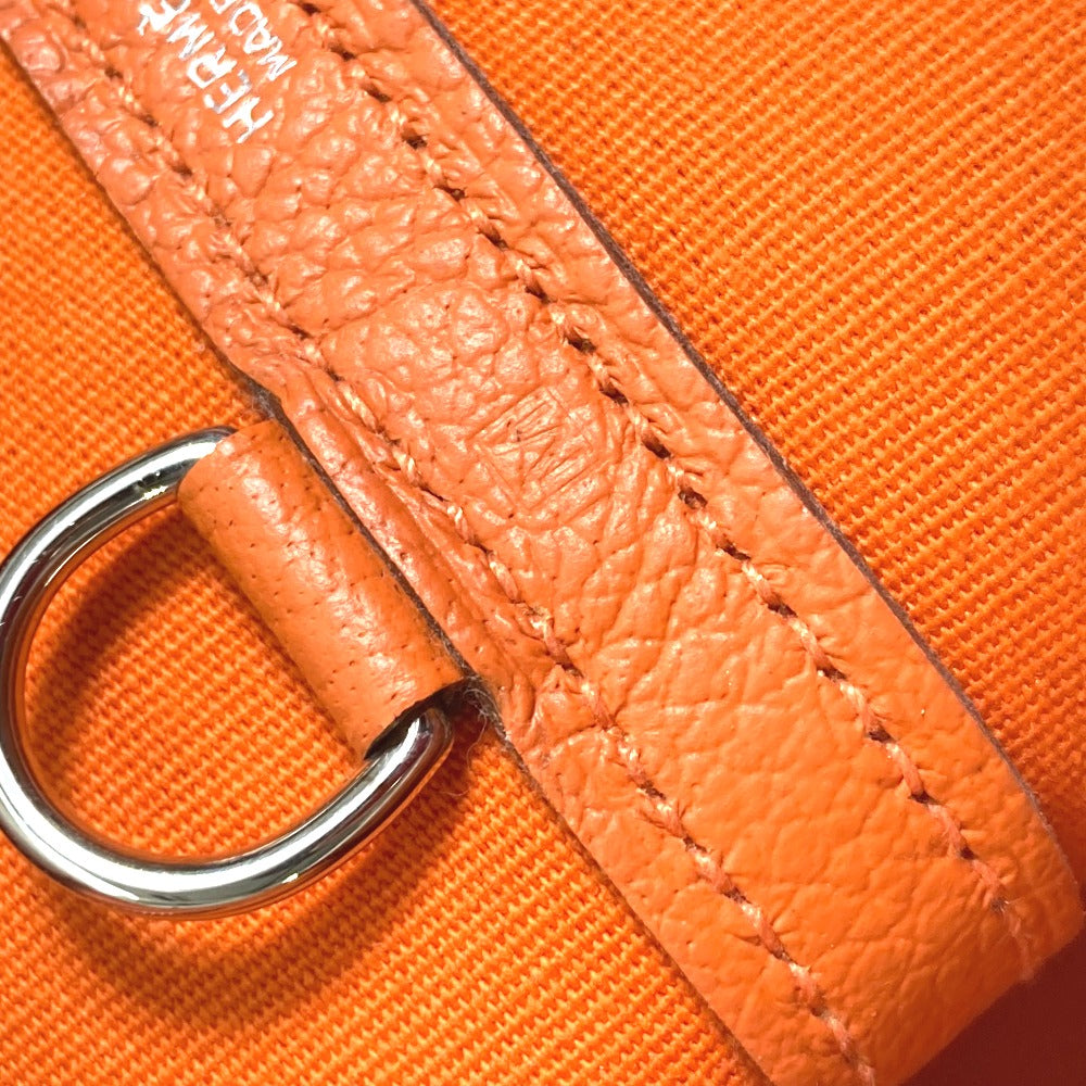 HERMES Garden Zip PM Shoulder Bag, Toile Officier Tote Bag, Women's, Orange