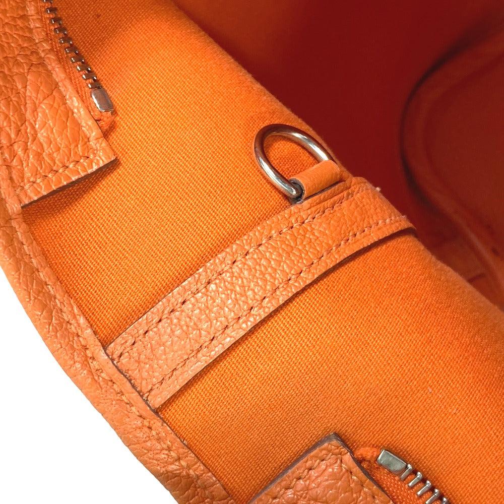 HERMES Garden Zip PM Shoulder Bag, Toile Officier Tote Bag, Women's, Orange