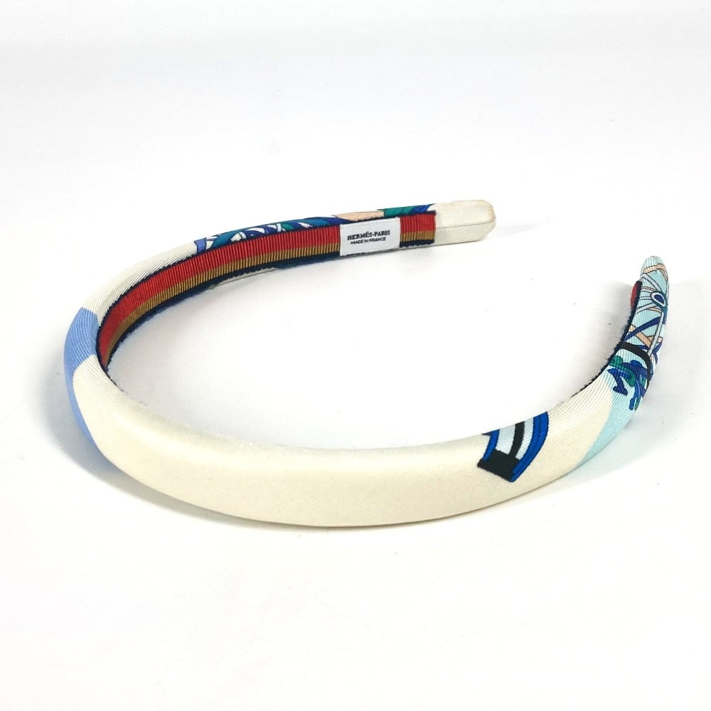 HERMES 엘사 헤어 액세서리 헤어 밴드 머리띠 머리띠 실크 여성용 화이트