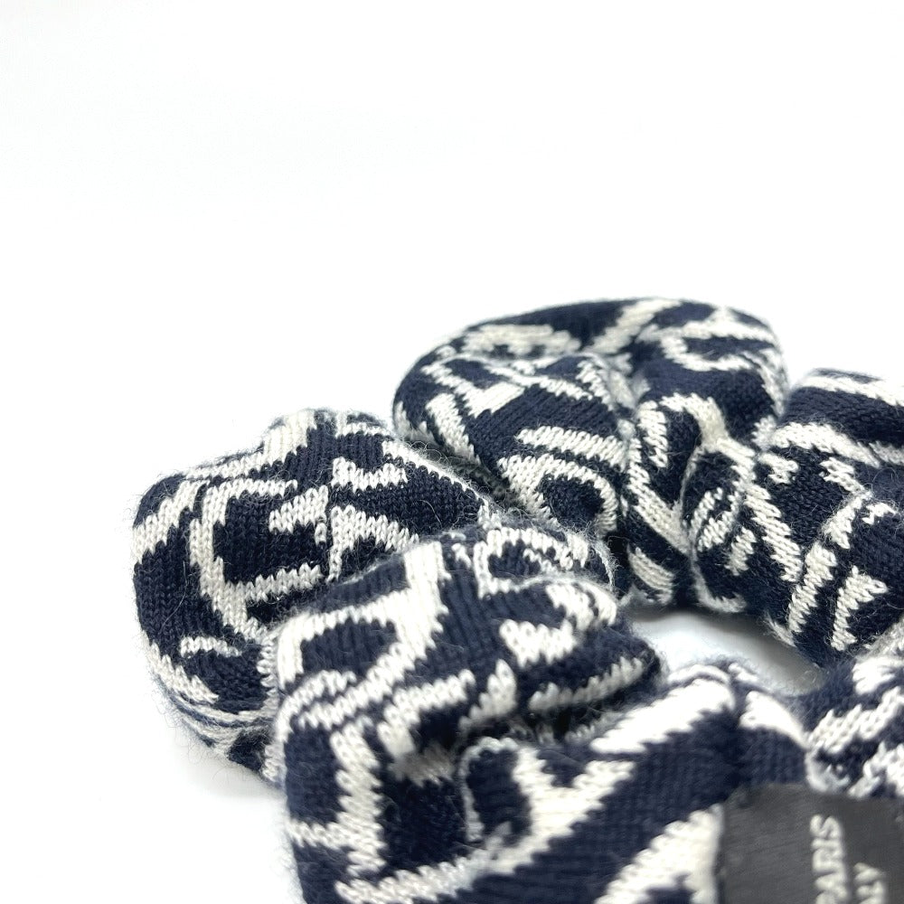 HERMES クラウディア シェーヌダンクル柄 ヘアアクセサリー シュシュ カシミヤ レディース ブラック