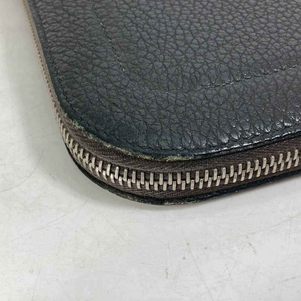 HERMES L字ファスナー ジップタブレット パソコンケース カバン クラッチバッグ レザー メンズ グレー