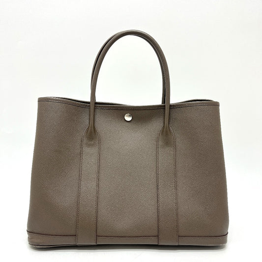 HERMES Garden Party 36 Bag, Handbag, Tote Bag, Epsom Leather, Women's, Green Etain, Gray