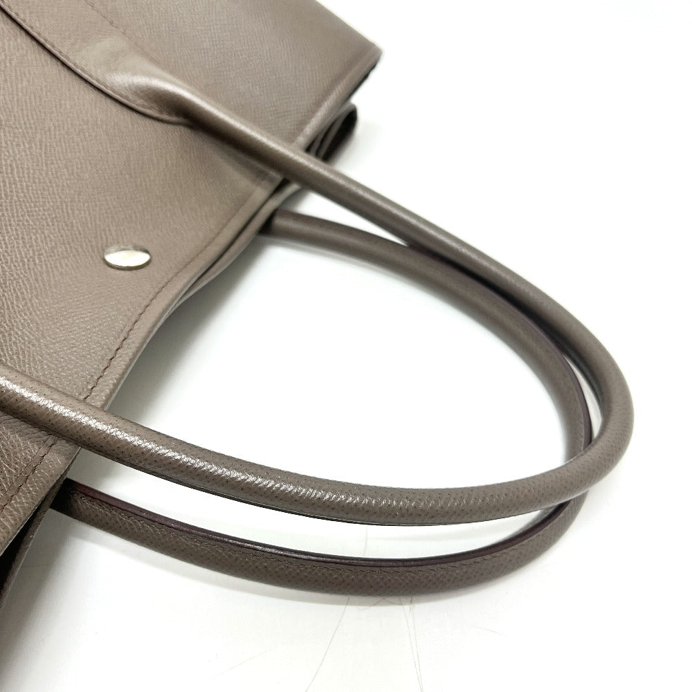 HERMES Garden Party 36 Bag, Handbag, Tote Bag, Epsom Leather, Women's, Green Etain, Gray