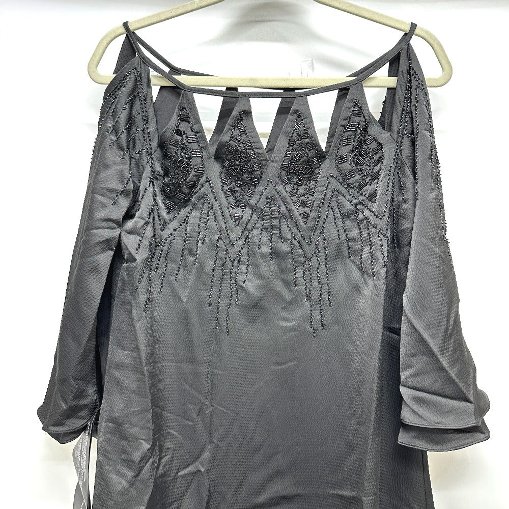 BCBGMAXAZRIA DTI6173403-001 ビジュースタッズ 刺繍カットアウト ガウン アパレル ワンピース レディース ブラック