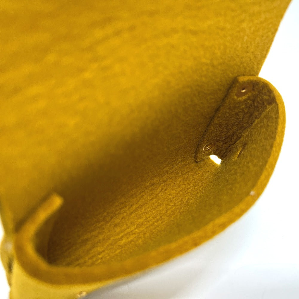 HERMES Etuit Cult GM Playing Card Case Pouch Accessory Pouch Felt Unisex Mustard Brown