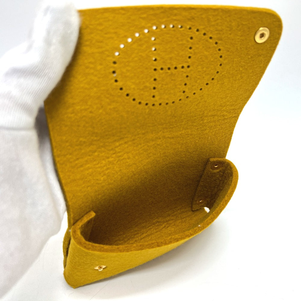 HERMES Etuit Cult GM Playing Card Case Pouch Accessory Pouch Felt Unisex Mustard Brown