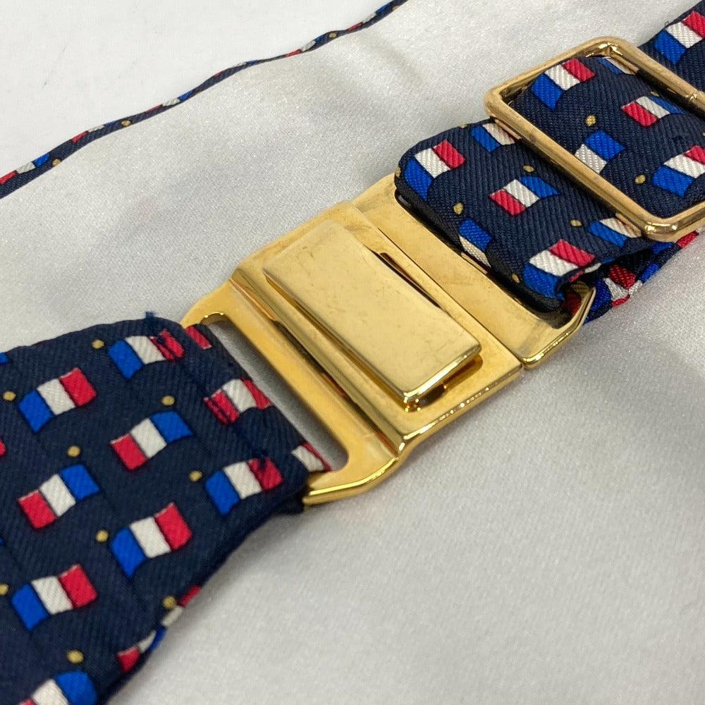 HERMES Accessories Cummerbund Pants Belt Silk Belt Women's Blue