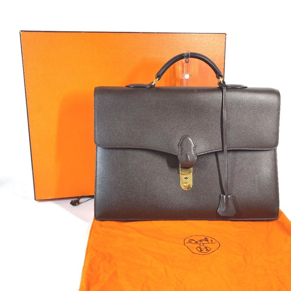 HERMES ブリーフケース テリル ハンドバッグ トートバッグ 書類バッグ カバン ビジネスバッグ レザー メンズ ブラウン - brandshop-reference