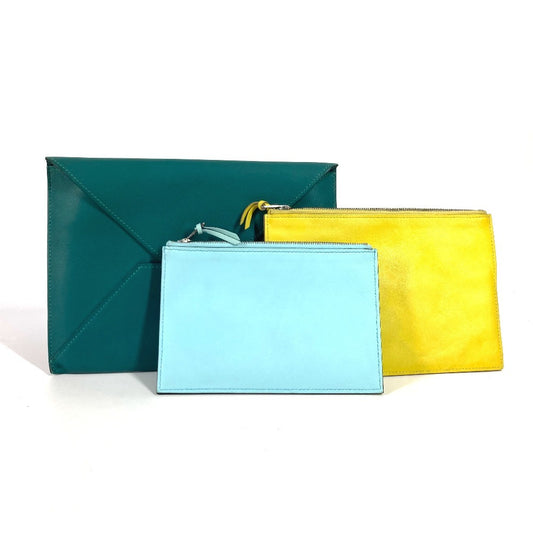 HERMES エンベロープ トリオ クラッチバッグ ポーチ コインケース 財布 クラッチバッグ レザー レディース イエロー - brandshop-reference