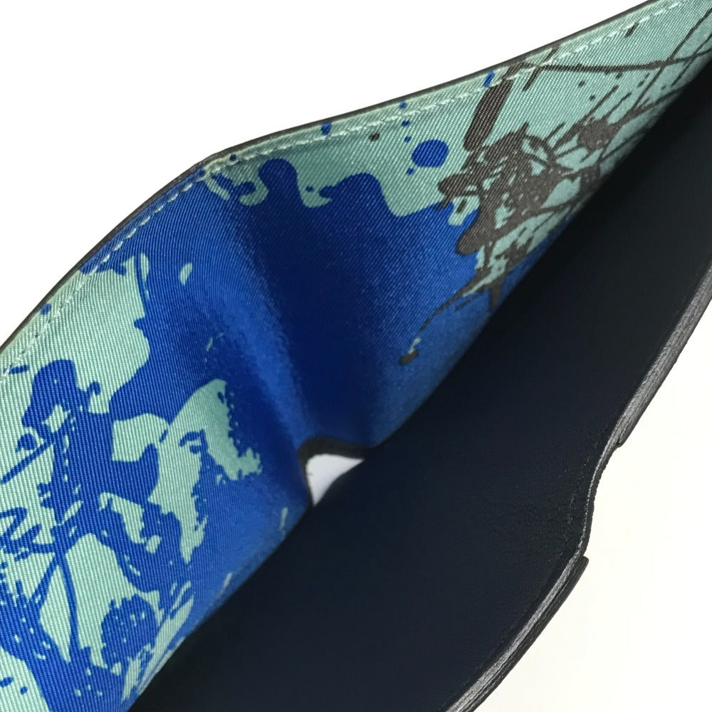 HERMES シチズンツイル シルクイン コンパクト コンパクトウォレット 札入れ 2つ折り財布 スイフト メンズ ネイビー系