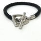 HERMES Leather Bracelet ≪Etrier≫ Etrie Leather bracelet accessories Bracelet SS / Leather Silvery/Black Black/Silver Used