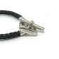 HERMES Leather Bracelet ≪Etrier≫ Etrie Leather bracelet accessories Bracelet SS / Leather Silvery/Black Black/Silver Used