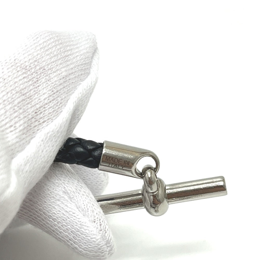 HERMES Leather Bracelet ≪Etrier≫ Etrie Leather bracelet accessories Bracelet SS / Leather Silvery/Black Black/Silver Used